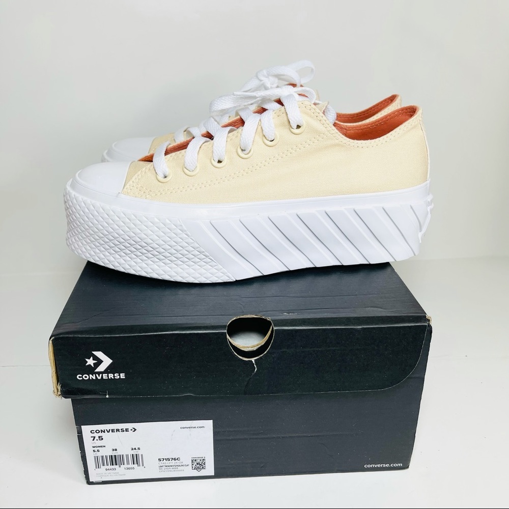 Converse Chuck Taylor All Star OX Lift 2X Platform Sneakers Light Twine Size 7.5 - Picture 8 of 8